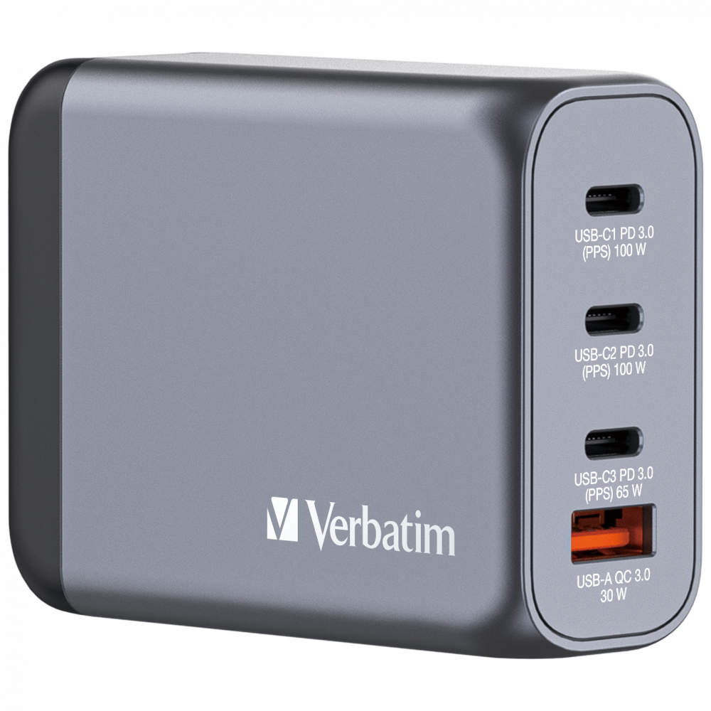 100W 4portová GaN nabíječka do sítě 2 × USB-C® PD 100W / 1 × USB-C® PD 65 W / 1 × USB-A QC 3.0 (EU/UK/US)