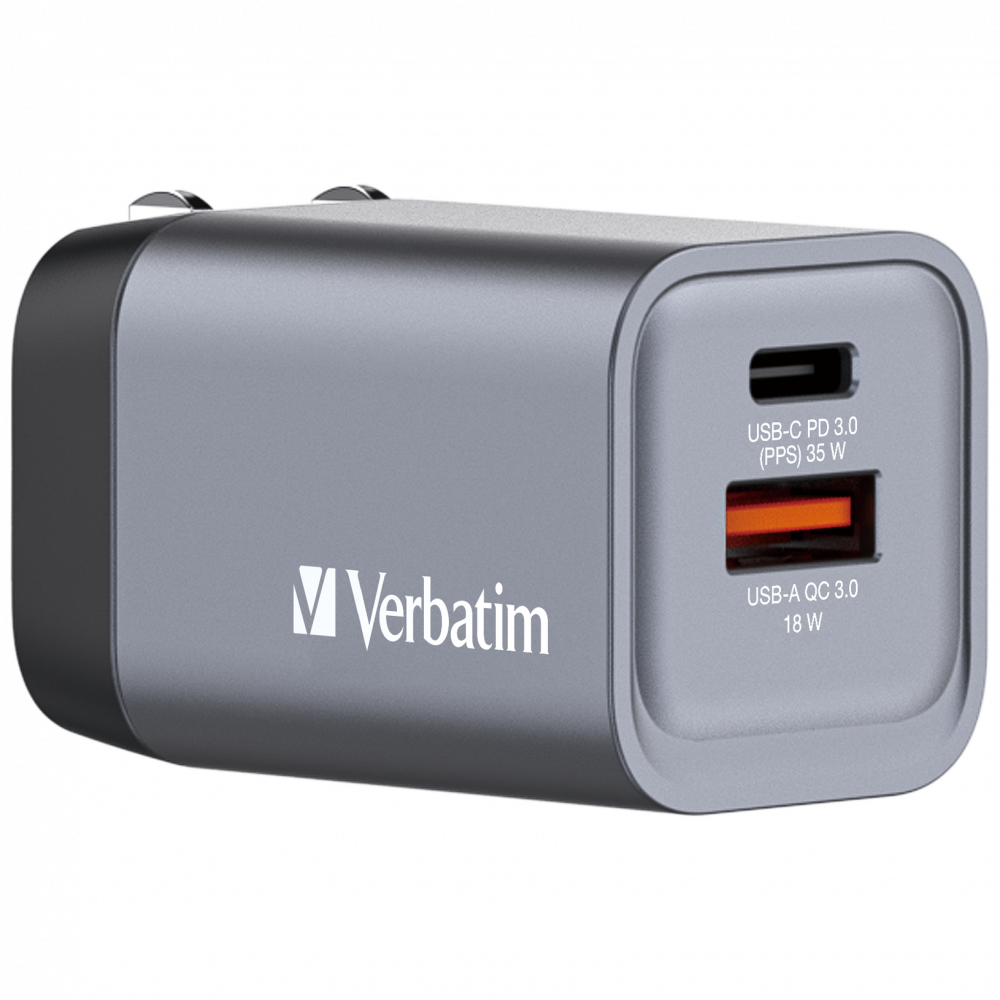 Caricabatteria da parete GaN 2 porte da 35 W 1 x USB-C® PD 35 W / 1 x USB-A QC 3.0 (UE/UK/USA)