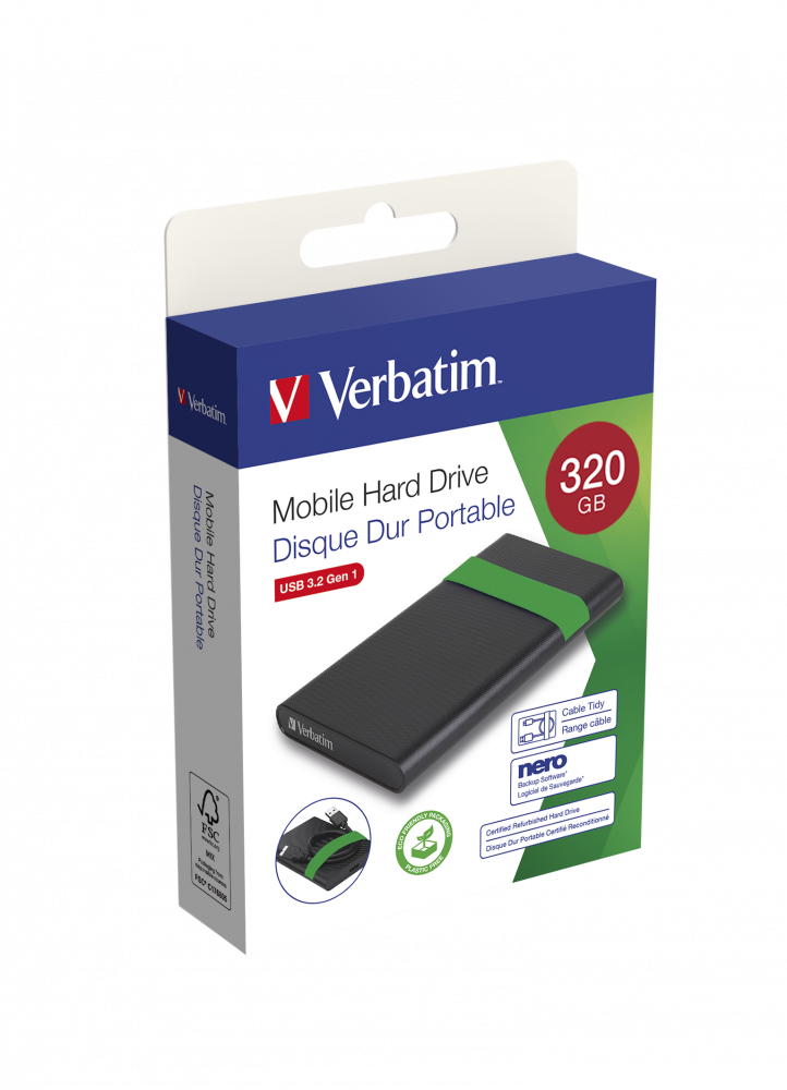 Certificirani obnovljeni tvrdi disk USB 3.2 Gen 1 320GB