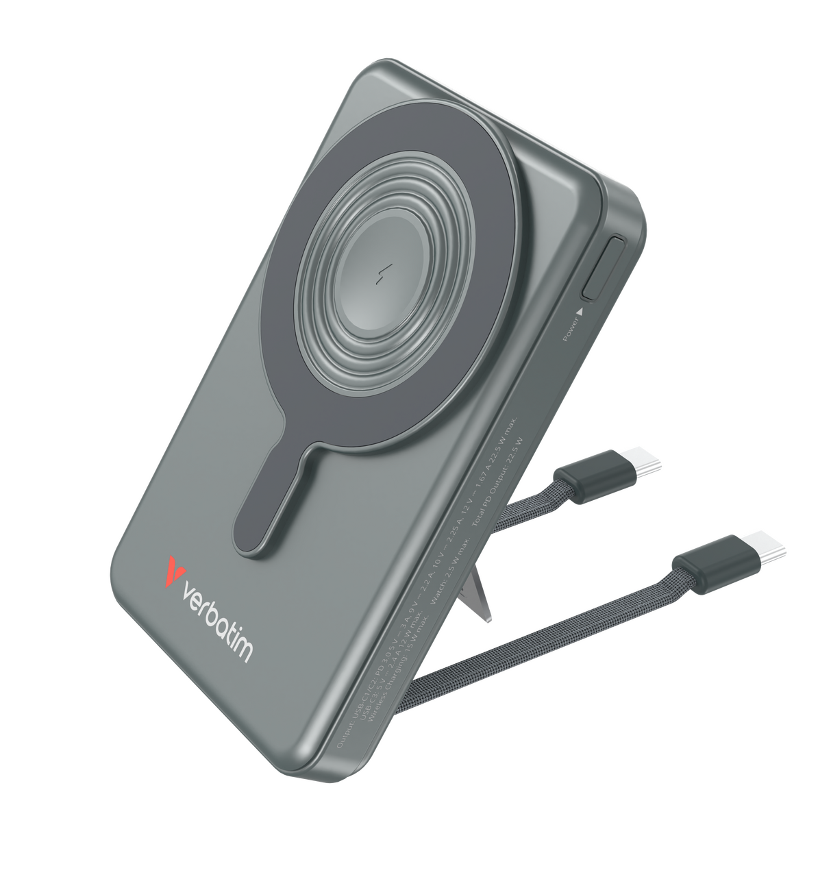 Charge 'n' Go Magnetic Wireless Power Bank con due cavi e display 10.000mAh