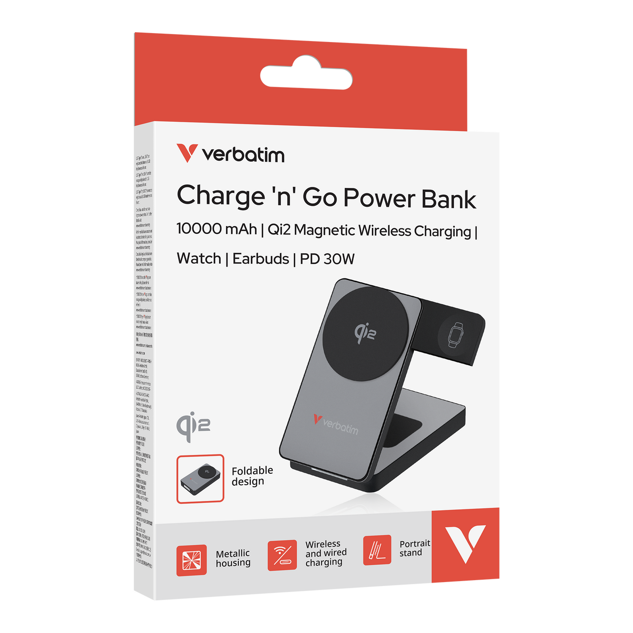 Charge 'n' Go Qi2 Magnetic Wireless Power Bank 10000mAh Grey