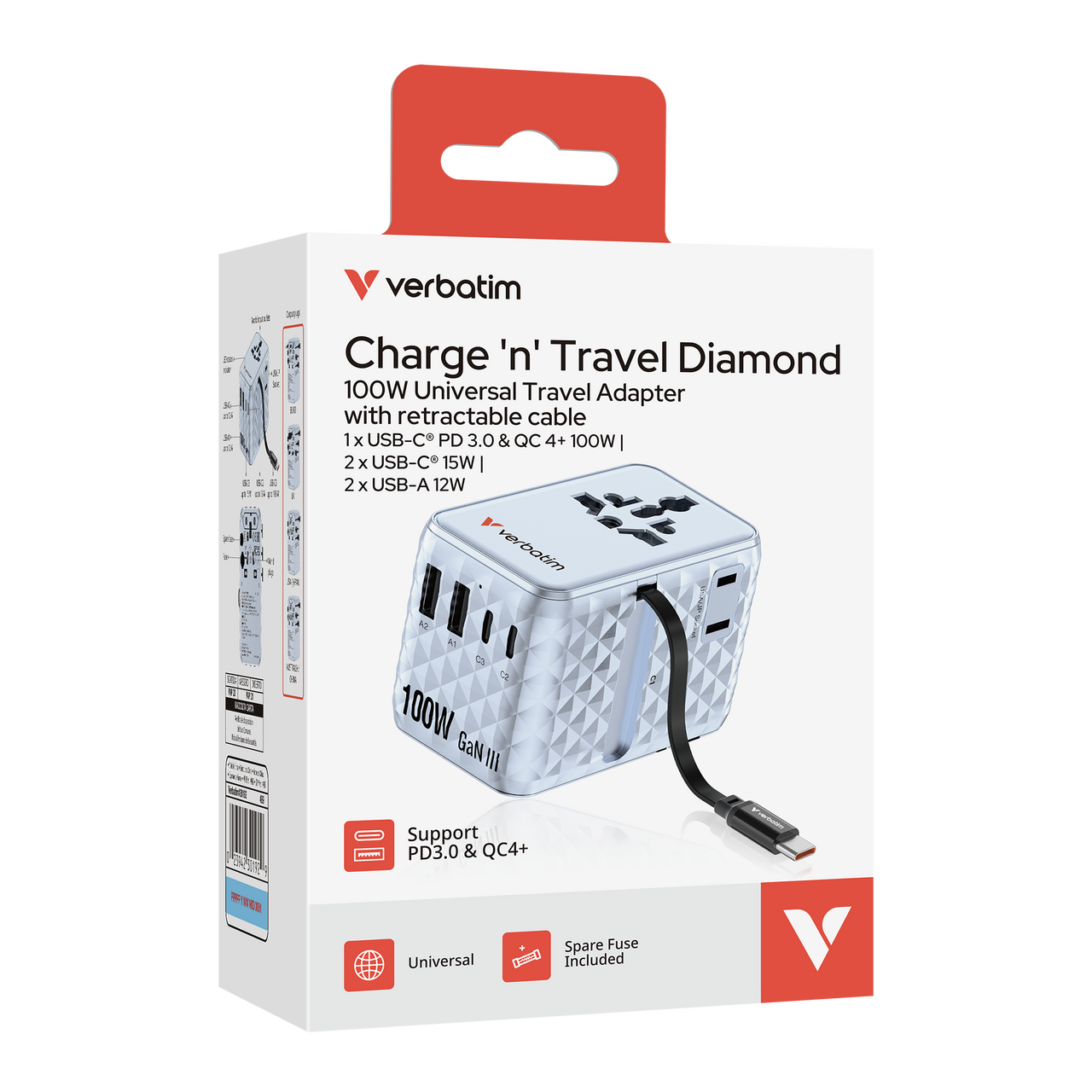 Adattatore Da Viaggio LENCENT 45W GaN III, Caricatore Internazionale Con USB-C PD E USB-A, Spina UK/US/EU/AUS, Per Laptop E Smartphone