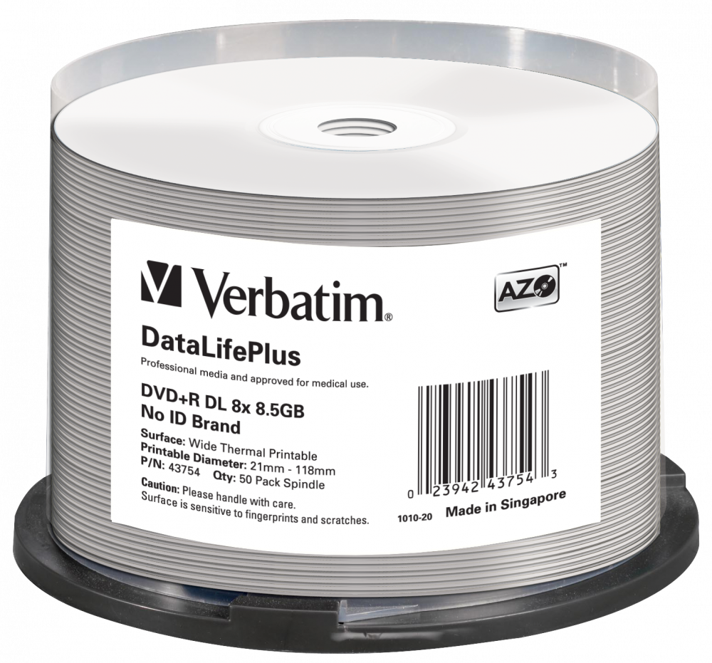 DVD+R 8x DataLifePlus Wide Thermal Printable 50pk Spindle - No ID Brand