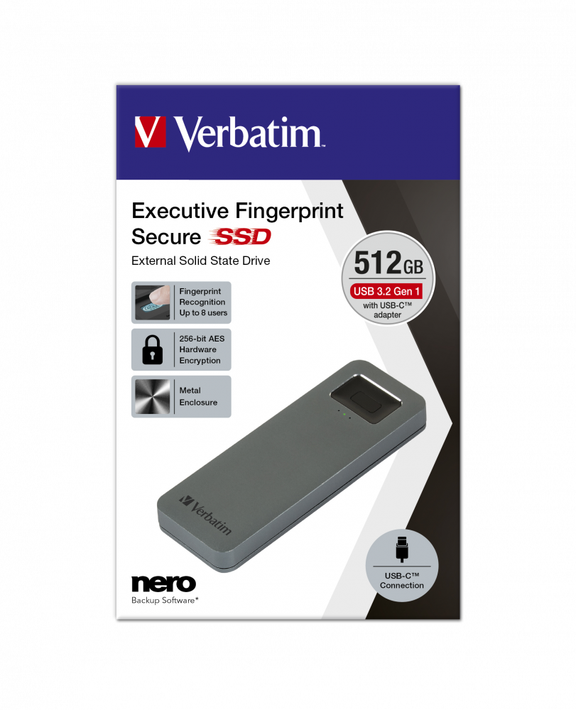 Executive Fingerprint Secure USB-C SSD 512 GB