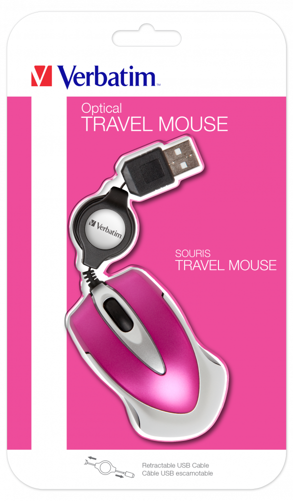 Souris optique de voyage Go Mini Rose fuchsia