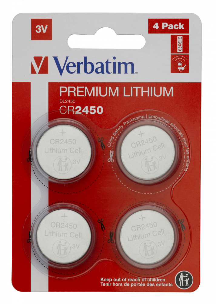 CR2450 3V lithiumbatterij (4-pack)