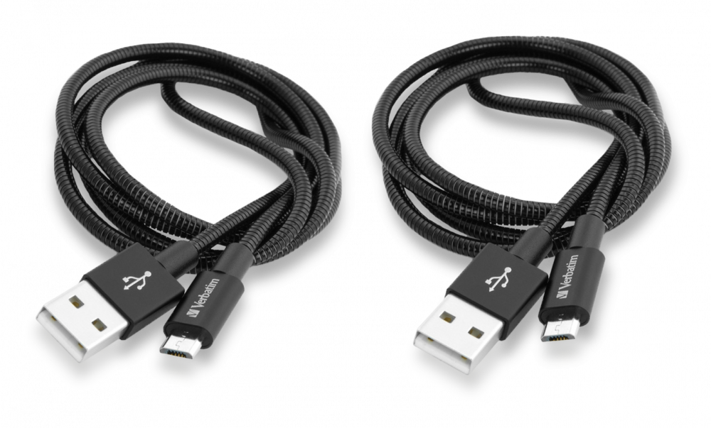 Verbatim Micro USB synkroniserings- og opladningskabel 100 cm, sort – 2-pak