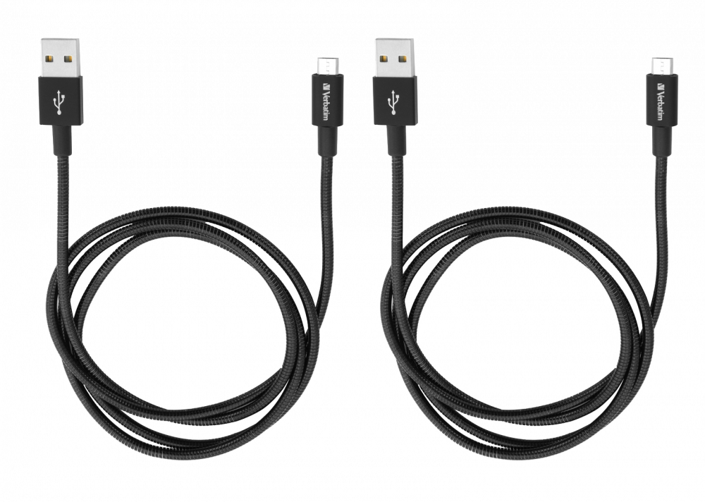 Verbatim Micro USB synkroniserings- og opladningskabel 100 cm, sort – 2-pak