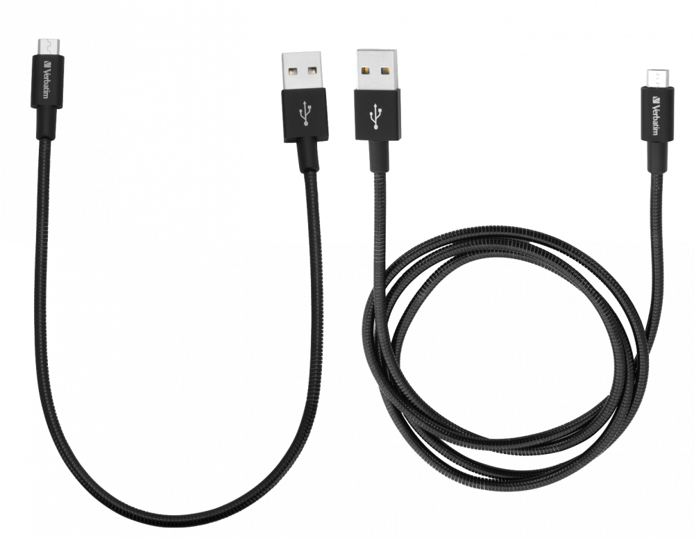 Кабели с разъемами micro-USB для синхронизации и подзарядки, 100 см и 30 см, черные