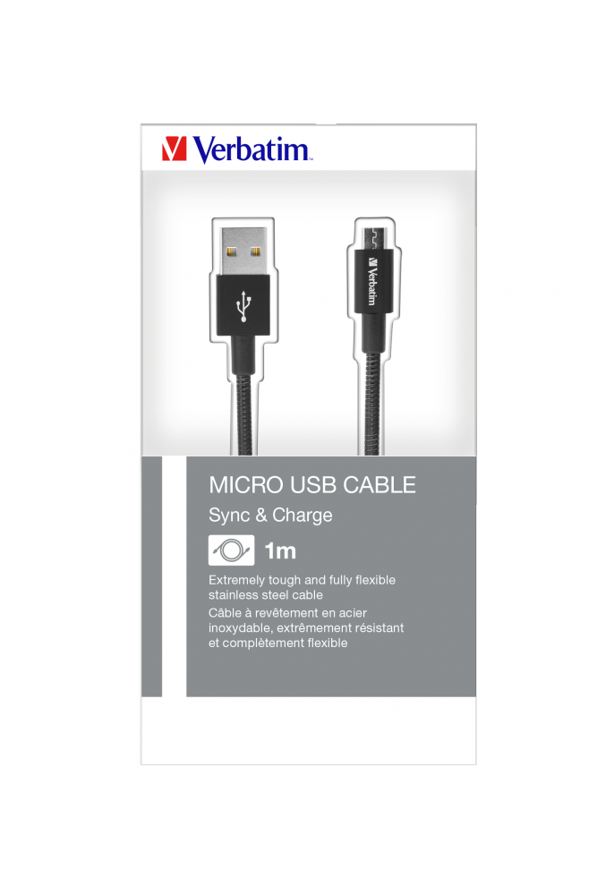 Micro USB synkroniserings- og opladningskabel 100 cm, sort