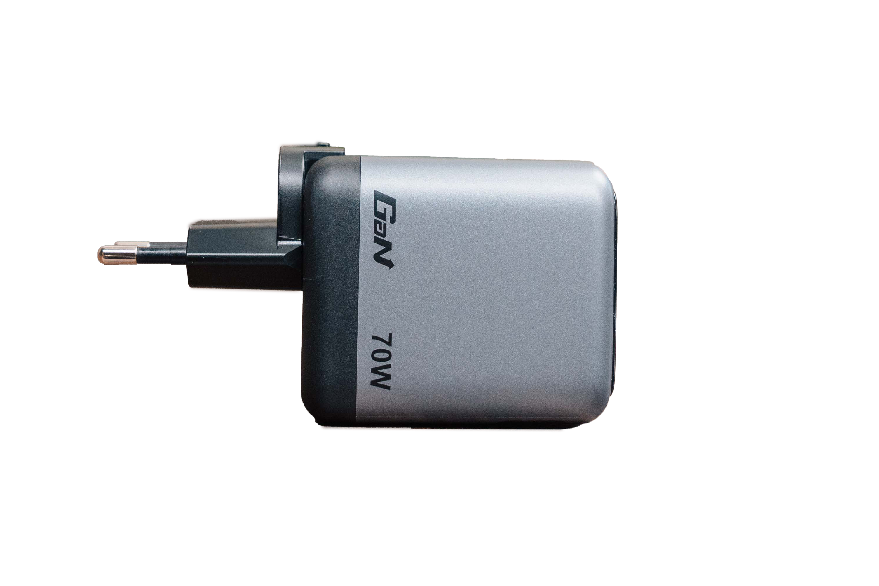Mini cargador de GaN de 70 W con cable retráctil y pantalla