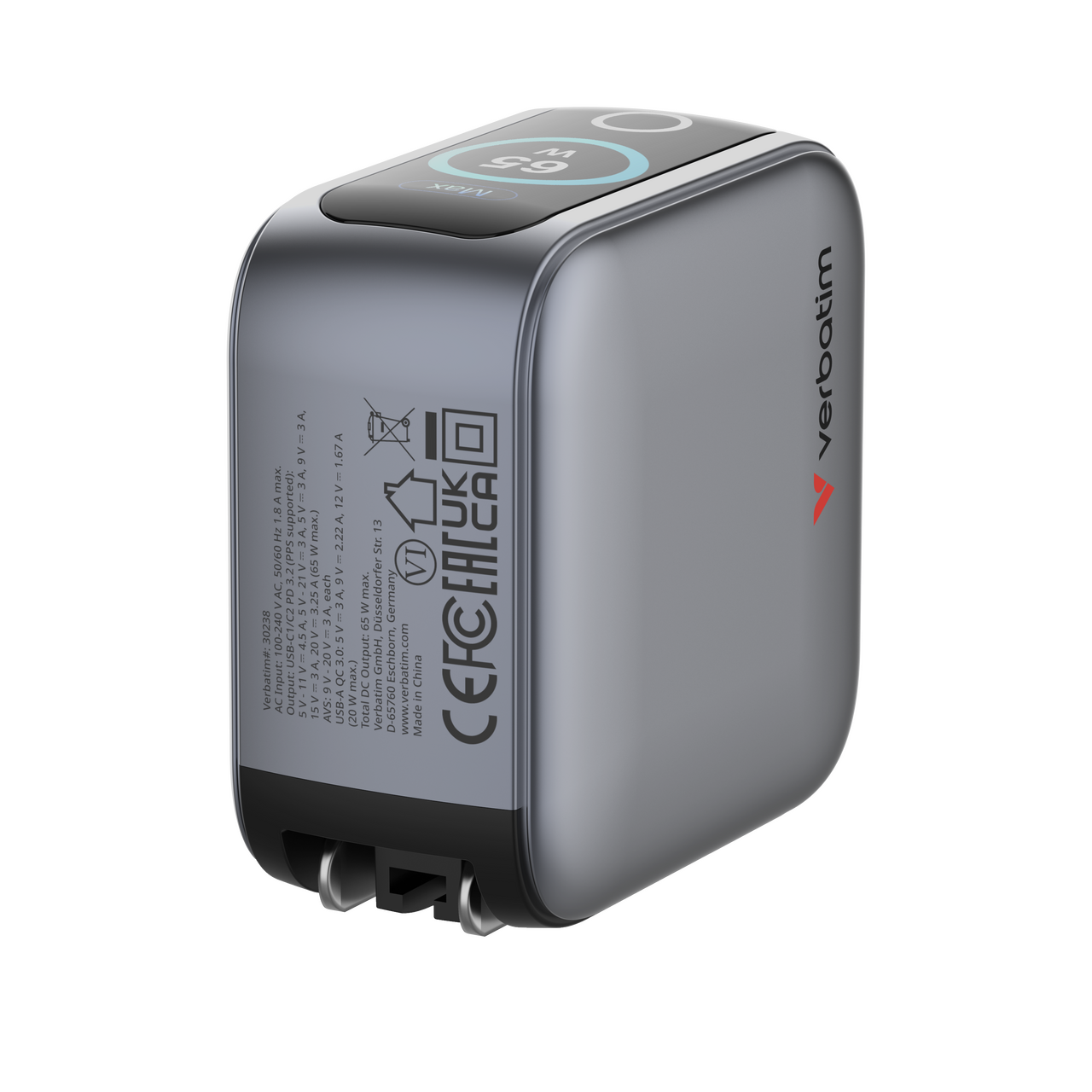 Mini-GaN-Ladegerät mit Display 65 W 3-Port