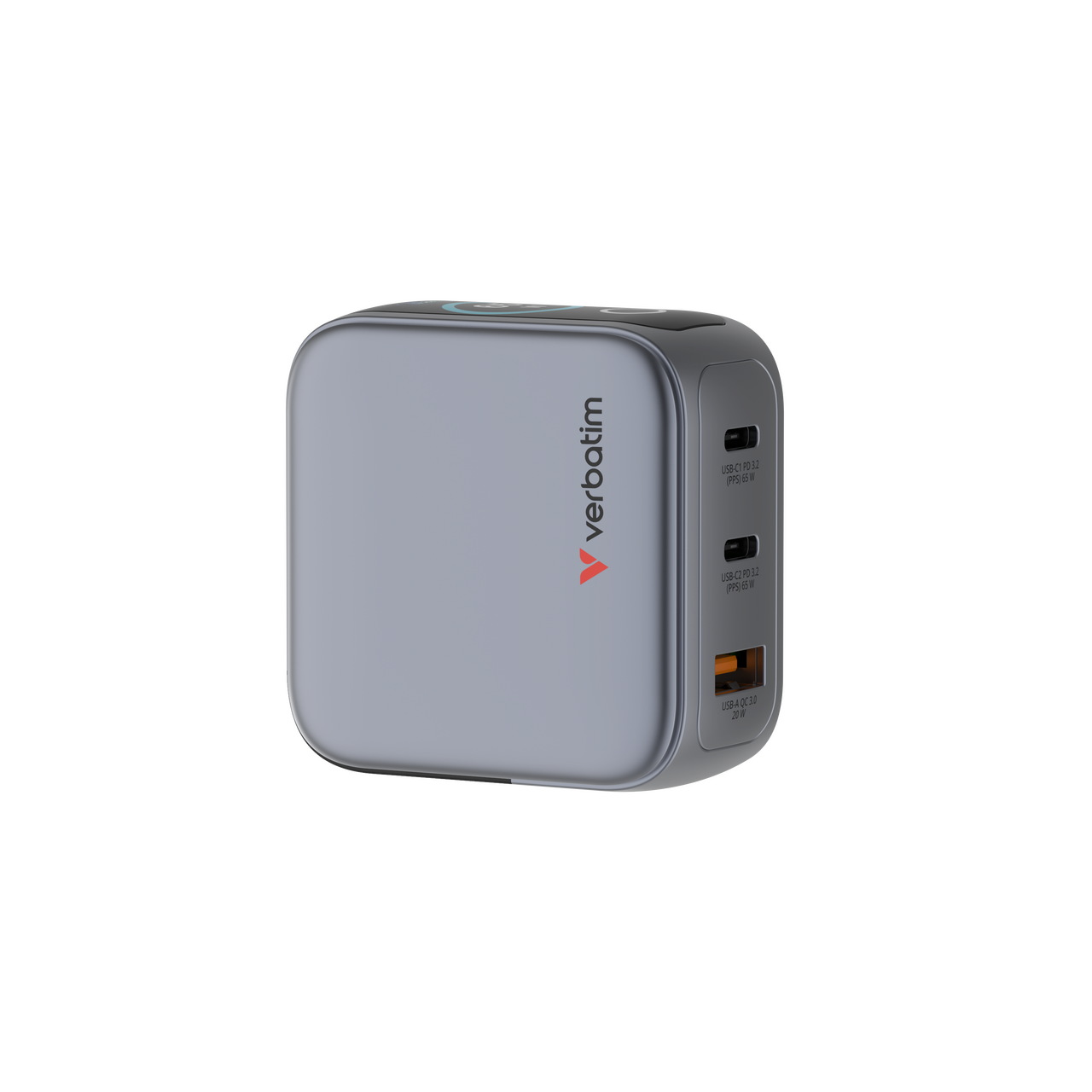 Mini GaN oplader met display 65W 3-poorts