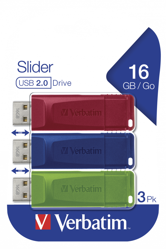 Slider USB-drev 16 GB multipakning