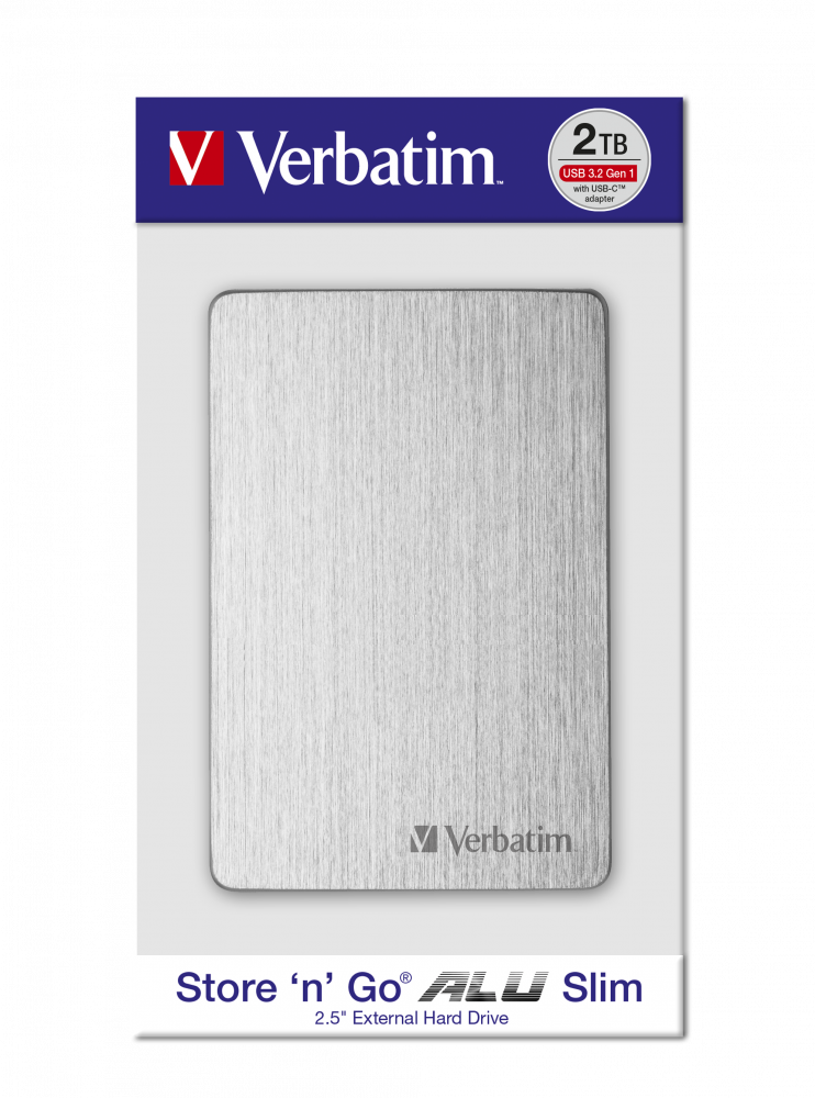 Store 'n' Go ALU slank bærbar harddisk 2 TB, sølv |  Verbatim netbutik