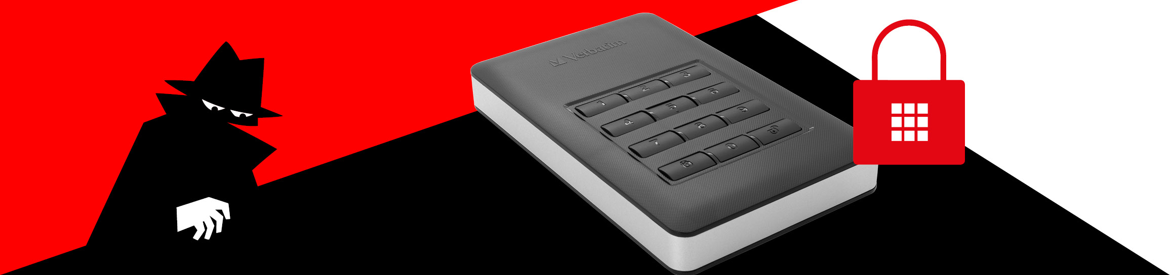 Store 'n' Go Secure Portable HDD with Keypad Access 1TB | Verbatim