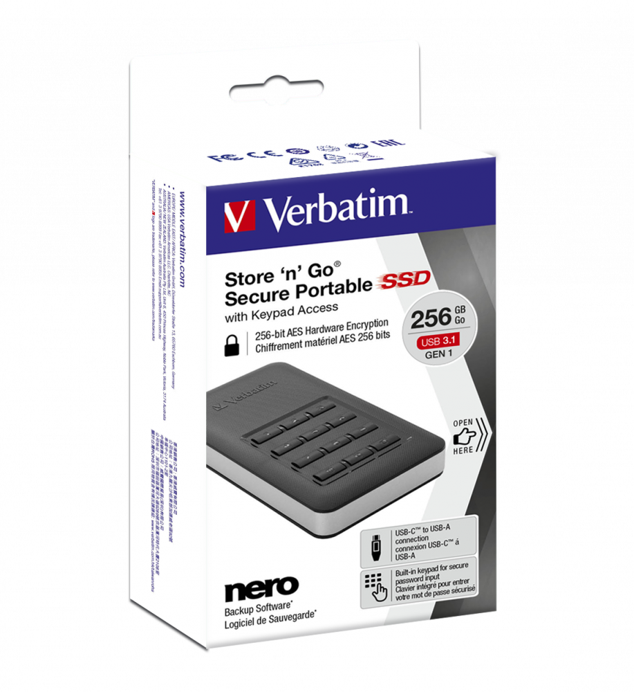 Draagbare SSD Store 'n' Go met toetsenblok 256 GB