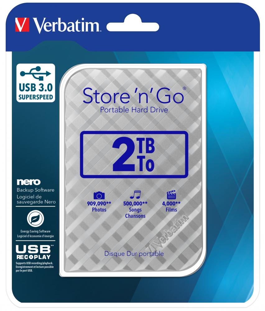 Store 'n' Go USB 3.0 Bärbar hårddisk 2TB Silver