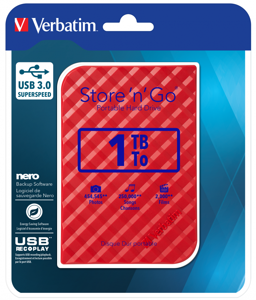 Store 'n' Go USB 3.0 Taþýnabilir Sabit Sürücü 1TB Kırmızı