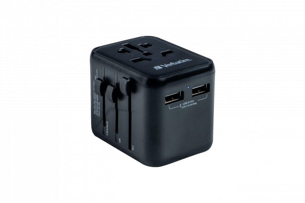 Universell reseadapter med 2 x USB-A-portar