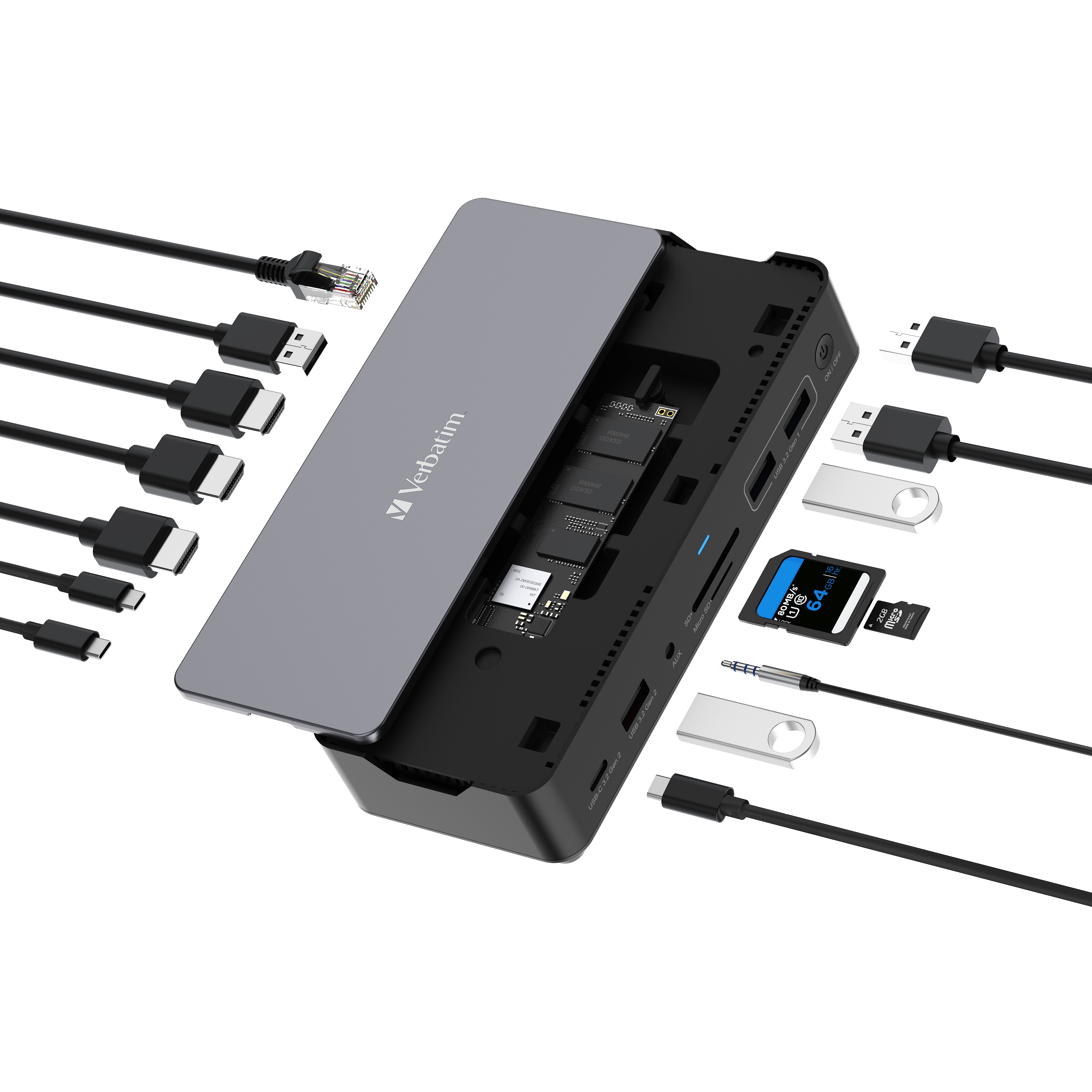 Estación de conexión USB-C Pro de 15 puertos con ranura para SSD CDS-15S