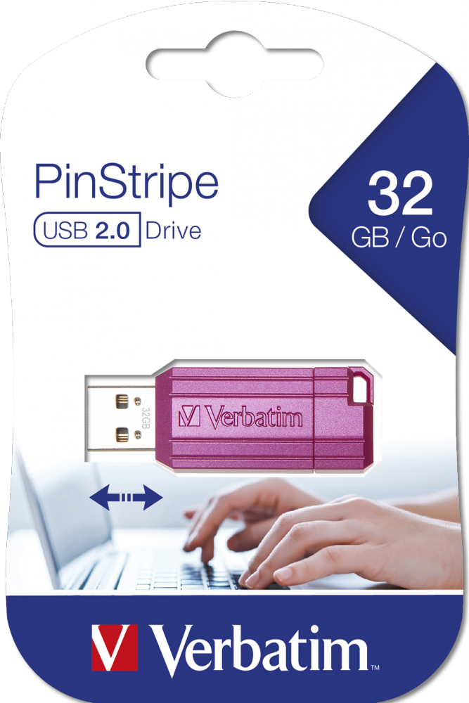 PinStripe USB Drive 32GB Hot Pink