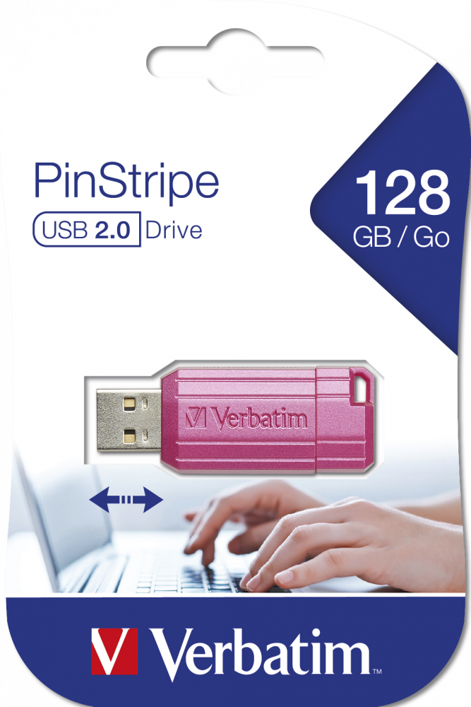 Unidad PinStripe USB de 128 GB Rosa intenso