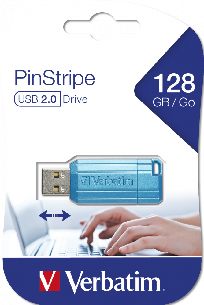 Unidad PinStripe USB de 128 GB Azul caribeño