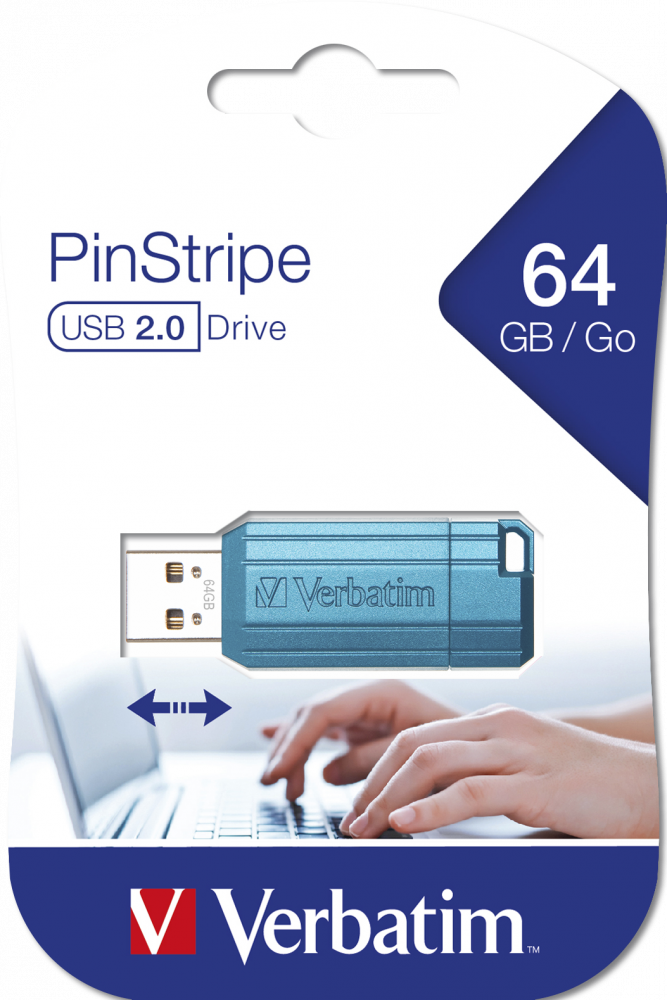 Napęd PinStripe USB Drive 64GB Karaibski niebieski