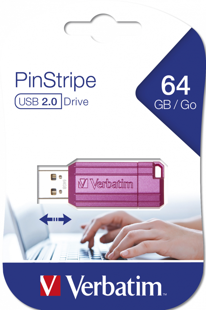 Napęd PinStripe USB Drive 64GB Gorący różowy