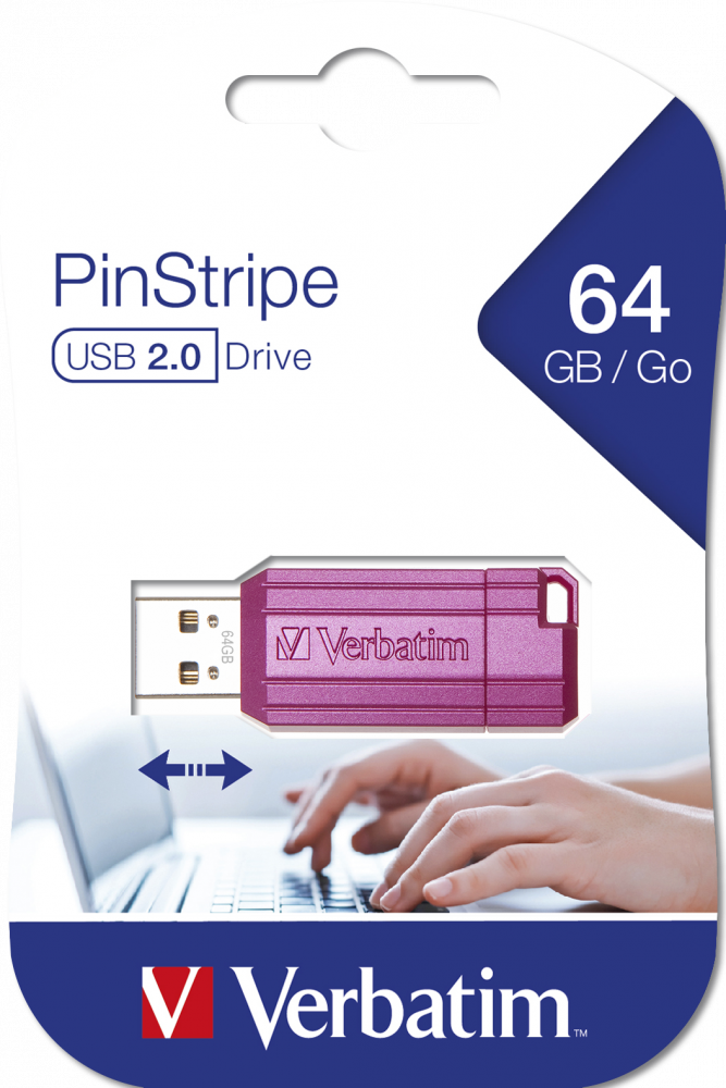 PinStripe USB Drive 64 GB Hot Pink