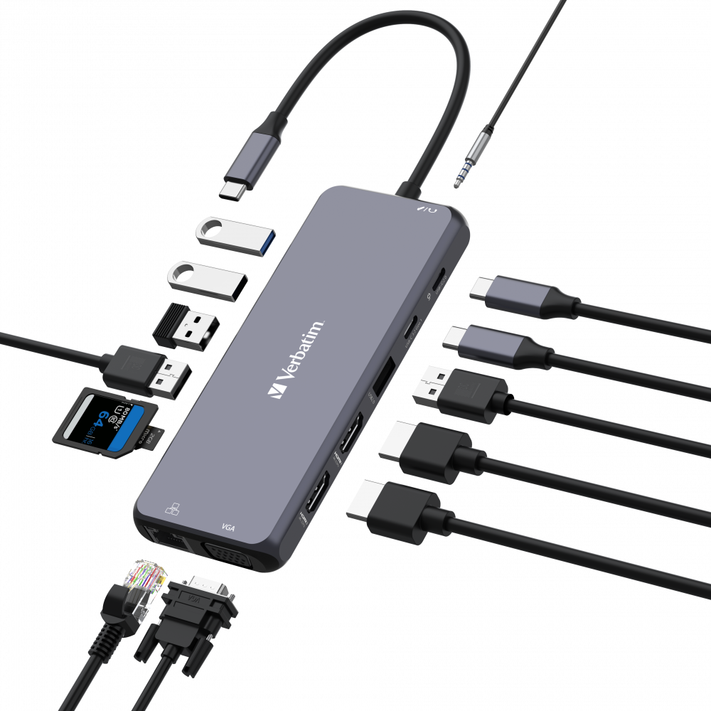 Koncentrator wieloportowy USB-C Pro CMH-14: 14 portów