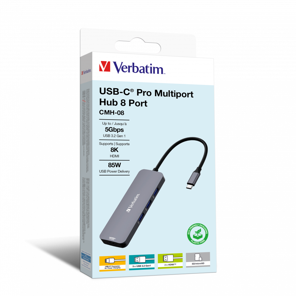USB-C Pro multiporthubb CMH-08: 8 portar