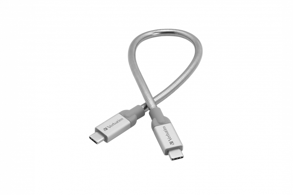 Verbatim USB-C till USB-C synkroniserings- och laddningskabel i rostfritt stål USB 3.1 GEN 2 30 cm