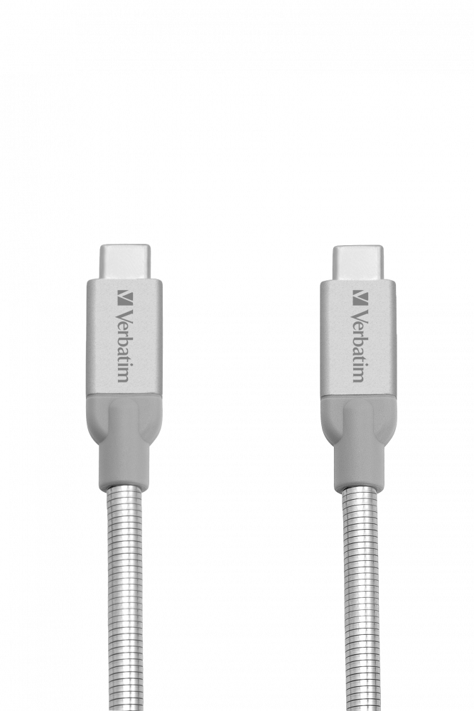 Verbatim USB-C till USB-C synkroniserings- och laddningskabel i rostfritt stål USB 3.1 GEN 2 30 cm