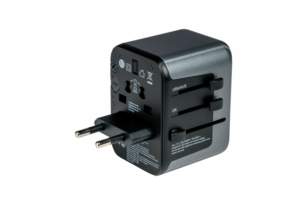 Universal-Reiseadapter UTA-03 Stecker mit USB-C PD und QC, 2 USB-C- und 2 USB-A-Anschlüssen