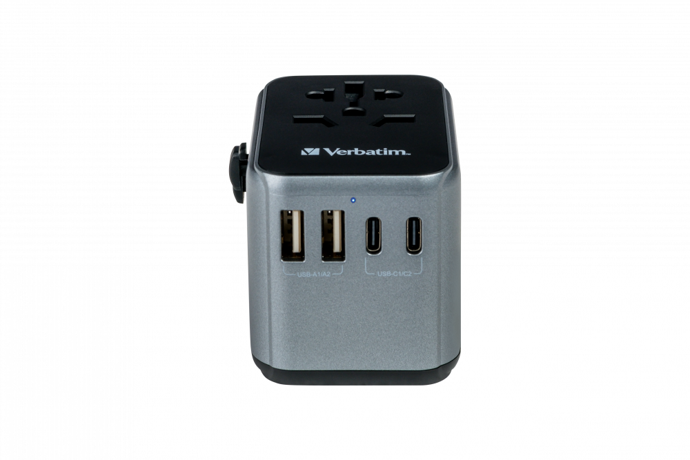 Adaptador de viaje universal UTA-03 Enchufe con USB-C PD y QC, 2 puertos USB-C, 2 puertos USB-A