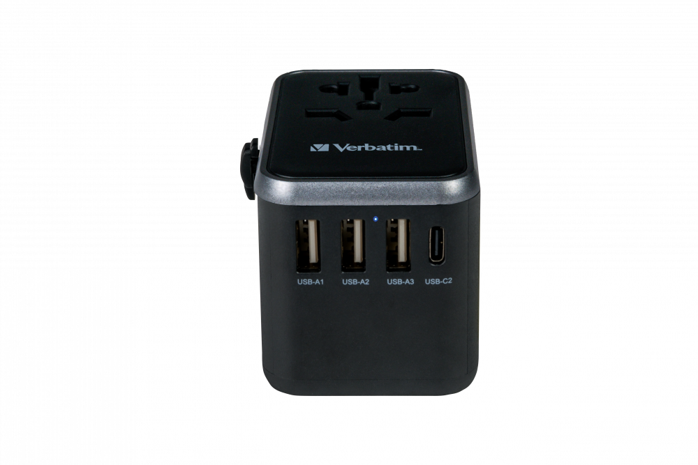 Universal Travel Adapter UTA-04 Plug with USB-C PD & QC, USB-C & 3 USB-A ports